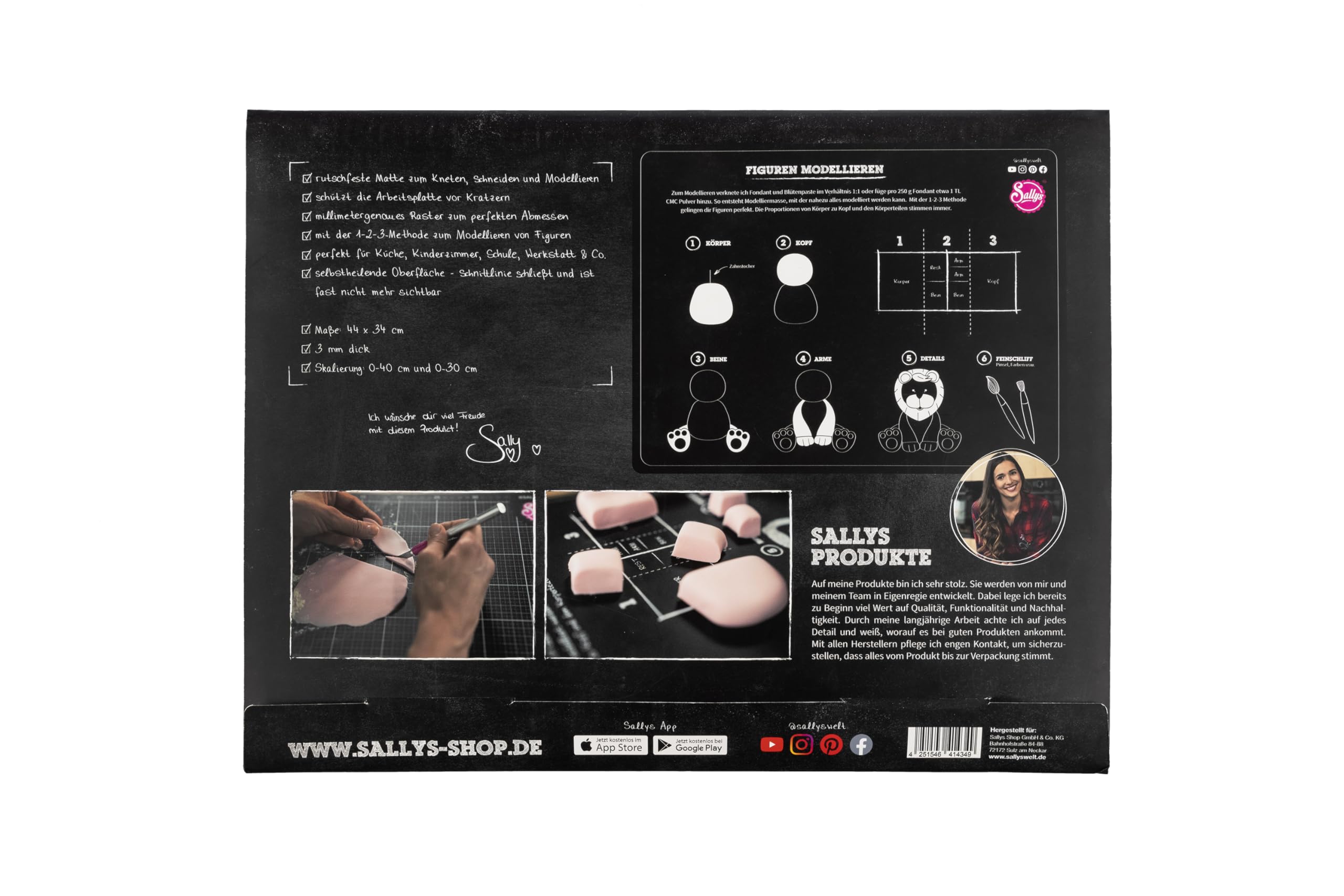 Sallys Alfombrilla De Corte A3 (44 X 34 Cm, 3 Mm De Grosor), Superficie Autorreparable, Reversible, Antideslizante, Cuadrícula De Precisión