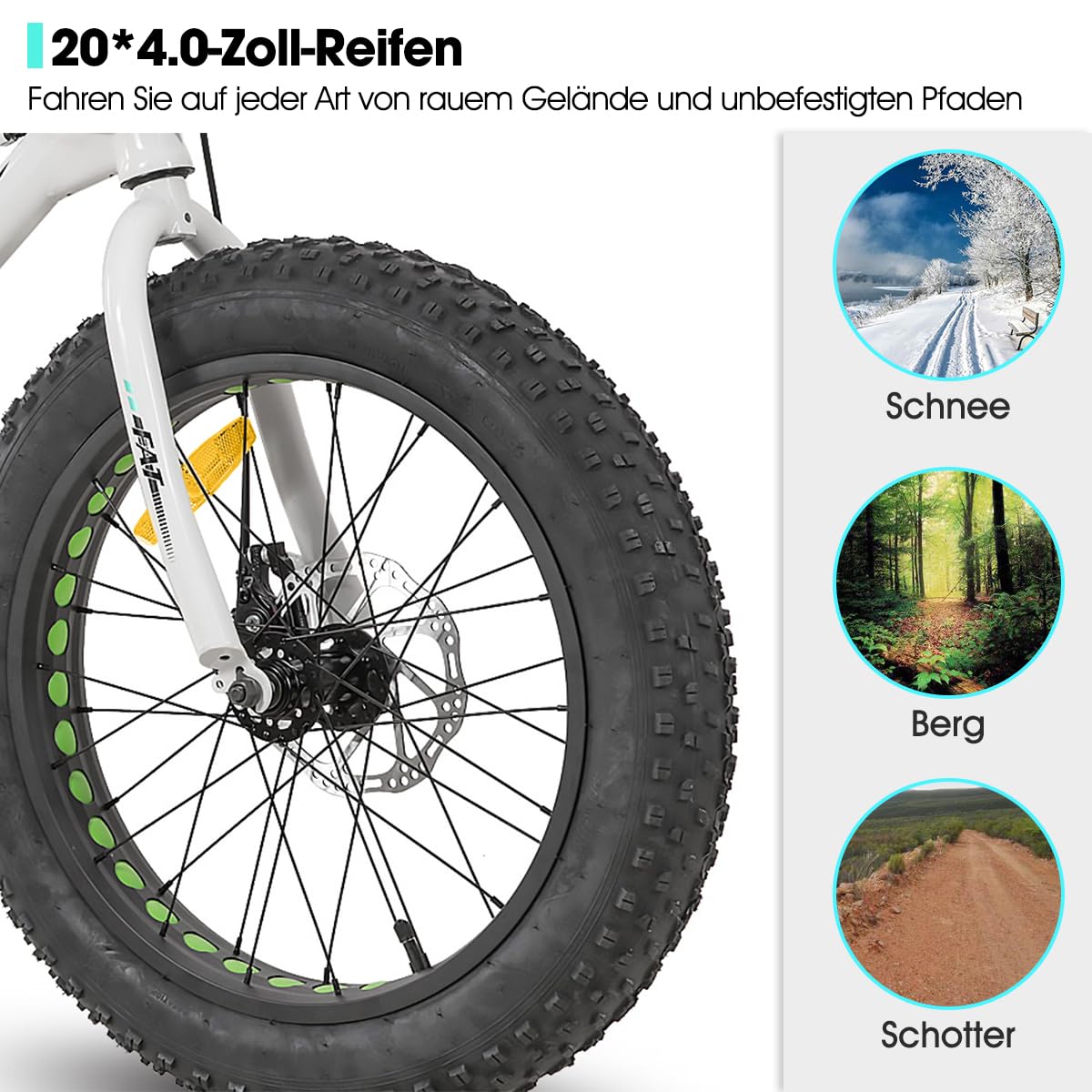 HILAND 20 Zoll Kinder Mountainbike, 7 Gang Fat Tires Mountainbike, Double Scheibenbremsen Kinder Fahrrad für Jungen Mädchen, Mehrere Farben