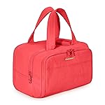 BAGSMART Travel Toiletry Bag, Puffy Toiletry Bag for Women, Wide-open toiletry bags for traveling, Large Travel Cosmetic Makeup Bag Organizer for Accessories,Toiletrie (g-Bright Red)