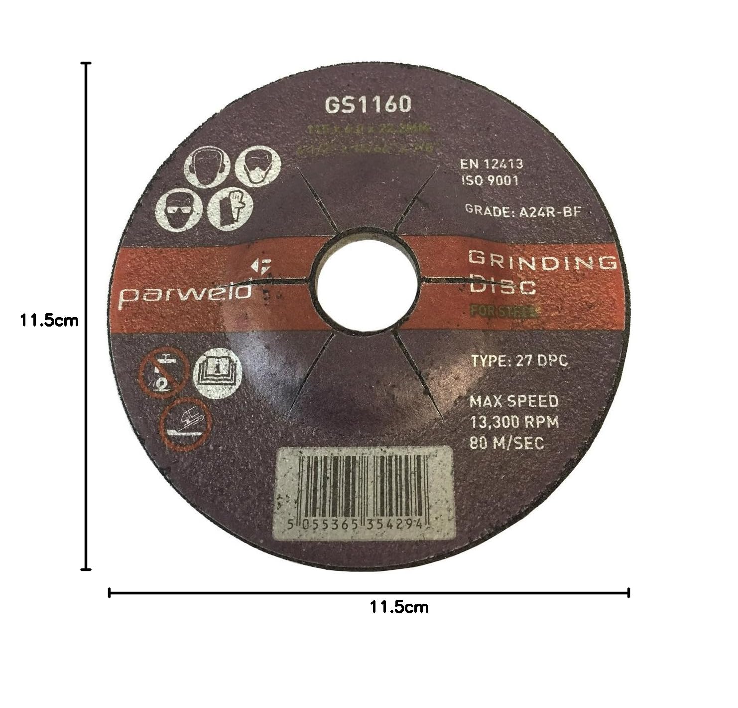 (100 unidades) Parweld 115 mm Discos de molienda para acero (115 x 6,0 x 22,2 mm) 4,5 "