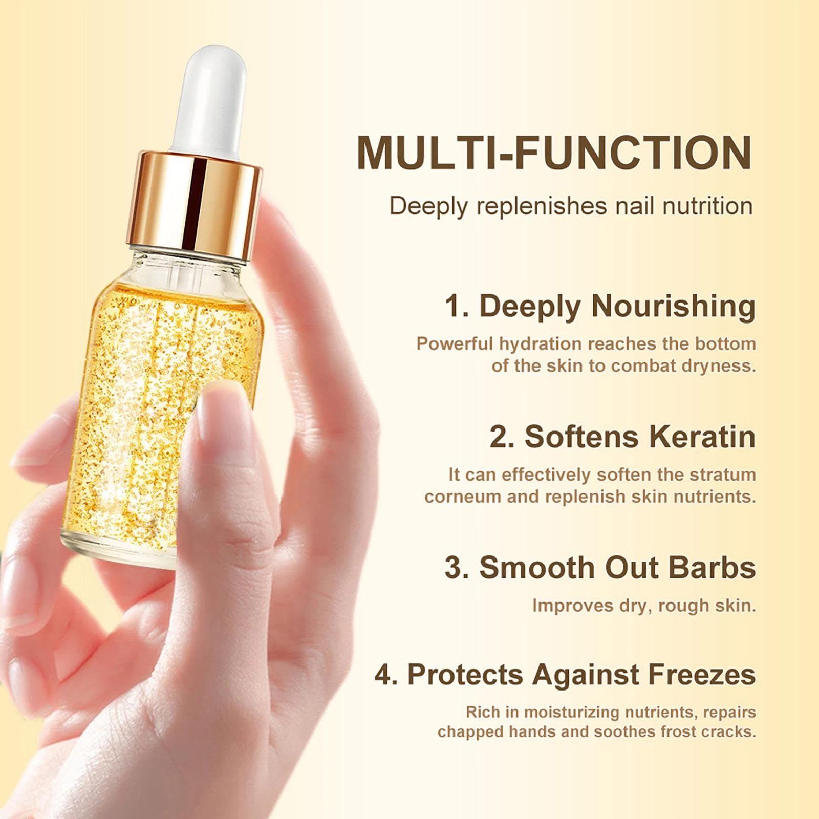 Jojoba Nail Cuticle Oil with Vitamin E & B, Gold, 15 ml (Pack of 1) - Image 3