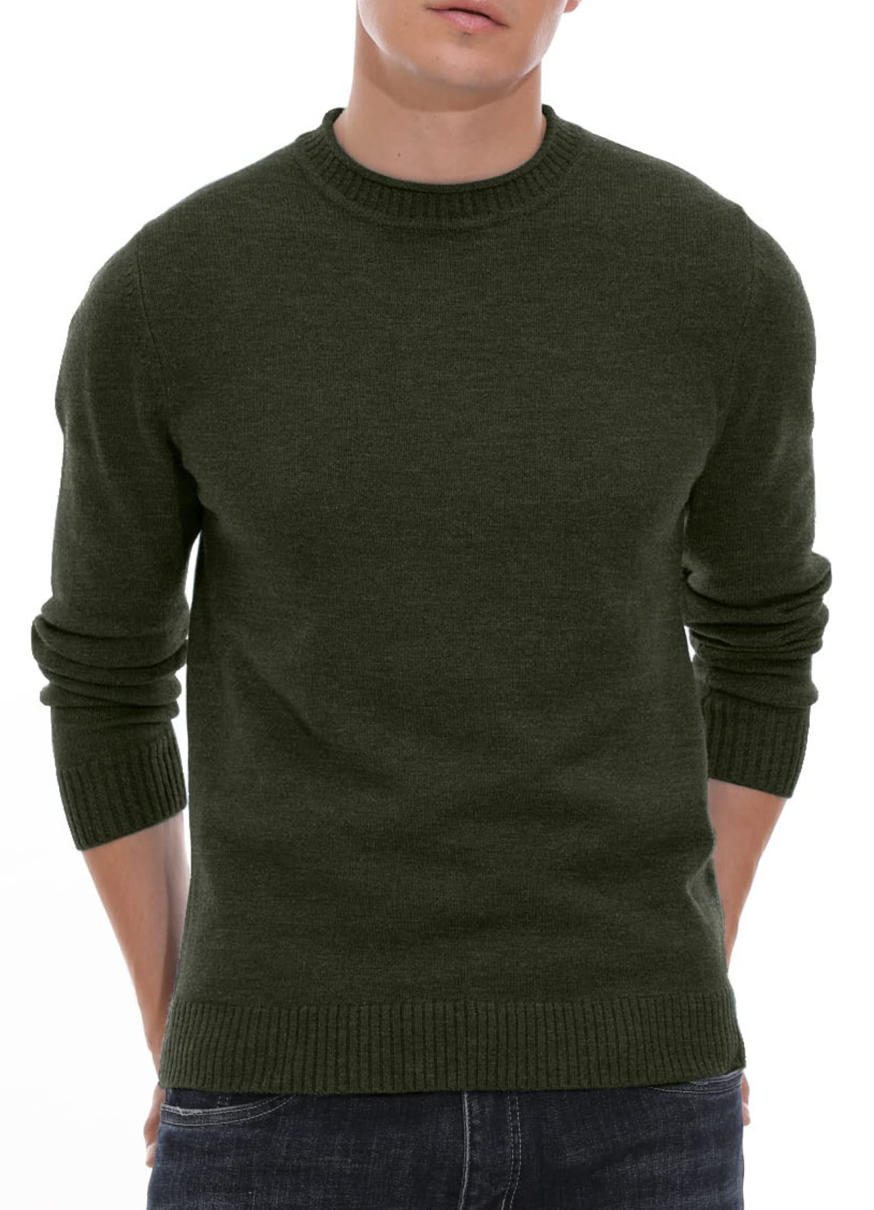 Hisir Jersey Hombre Invierno Cuello Redondo Sueter Hombre Manga Larga Invierno Cálido Jerseys de Punto para Hombres
