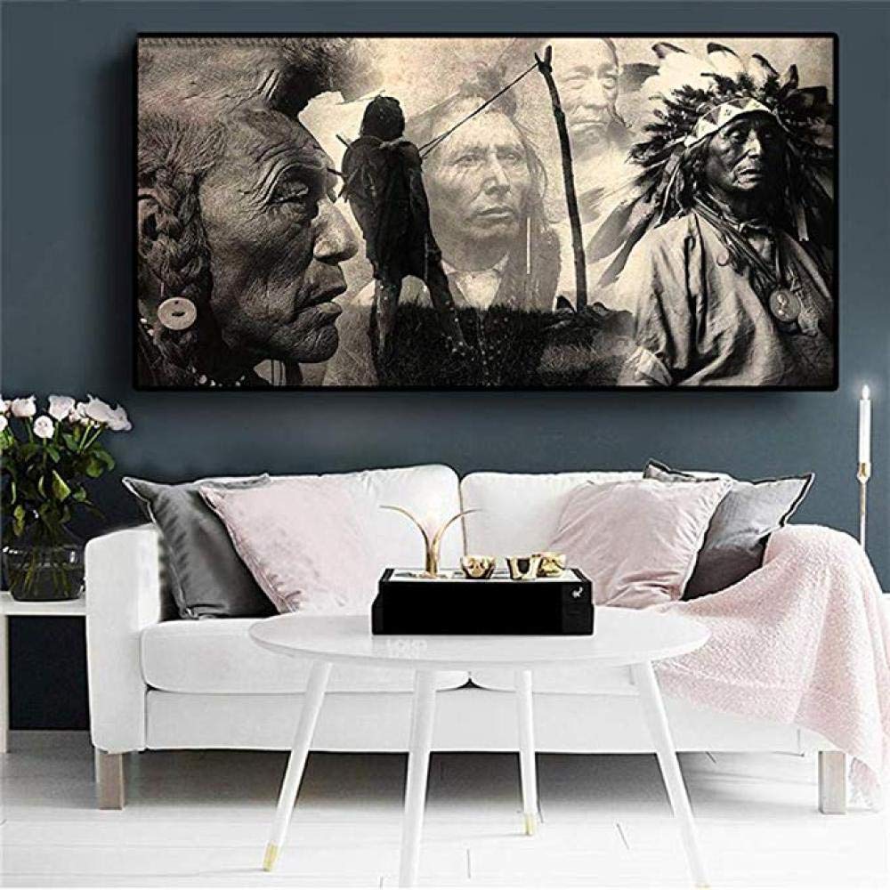 Peinture diamant 5D grand format sans espace vide portrait indien toile tendue 100x220cm