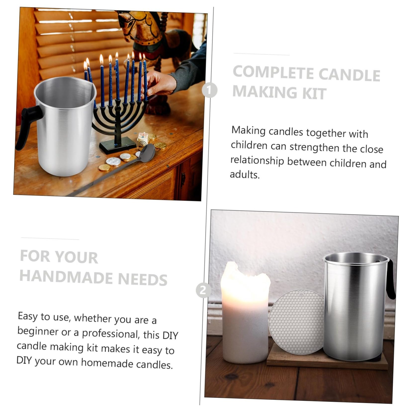 Operitacx Juego de Fabricación de Velas Diy, Crisol de Cera de Acero Inoxidable 3 L, Fácil de Usar para Principiantes y Profesionales en Fiestas y Cumpleaños Color Aleatorio