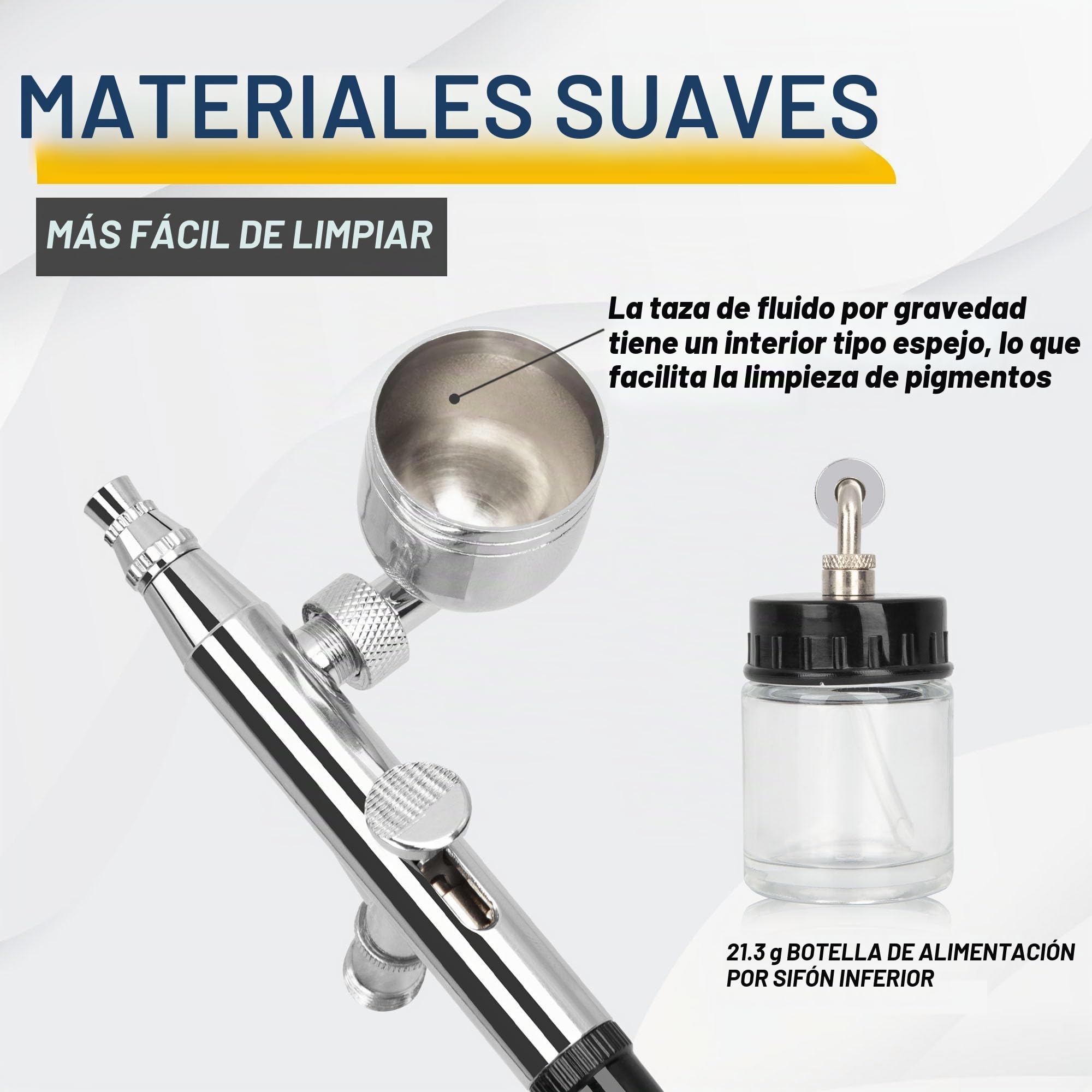 Fengda Pistóla de aerógrafo kit FE-134K con aguja/boquilla de 0,2/0,3/0,5 y tubo.