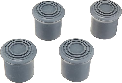 Sammons Preston 21422 Puntas de caña para muletas, 1 pulgada de diámetro, gris, paquete de 4