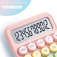 Vista 11 de M&G Calculadora de interruptor mecánico, calculadora de escritorio básica de 10 dígitos, pantalla LCD grande y botones grandes, lindas calculadoras