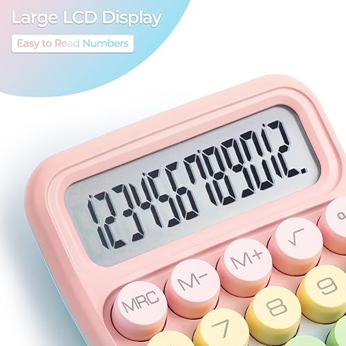 Miniatura 11 de M&G Calculadora de interruptor mecánico, calculadora de escritorio básica de 10 dígitos, pantalla LCD grande y botones grandes, lindas calculadoras