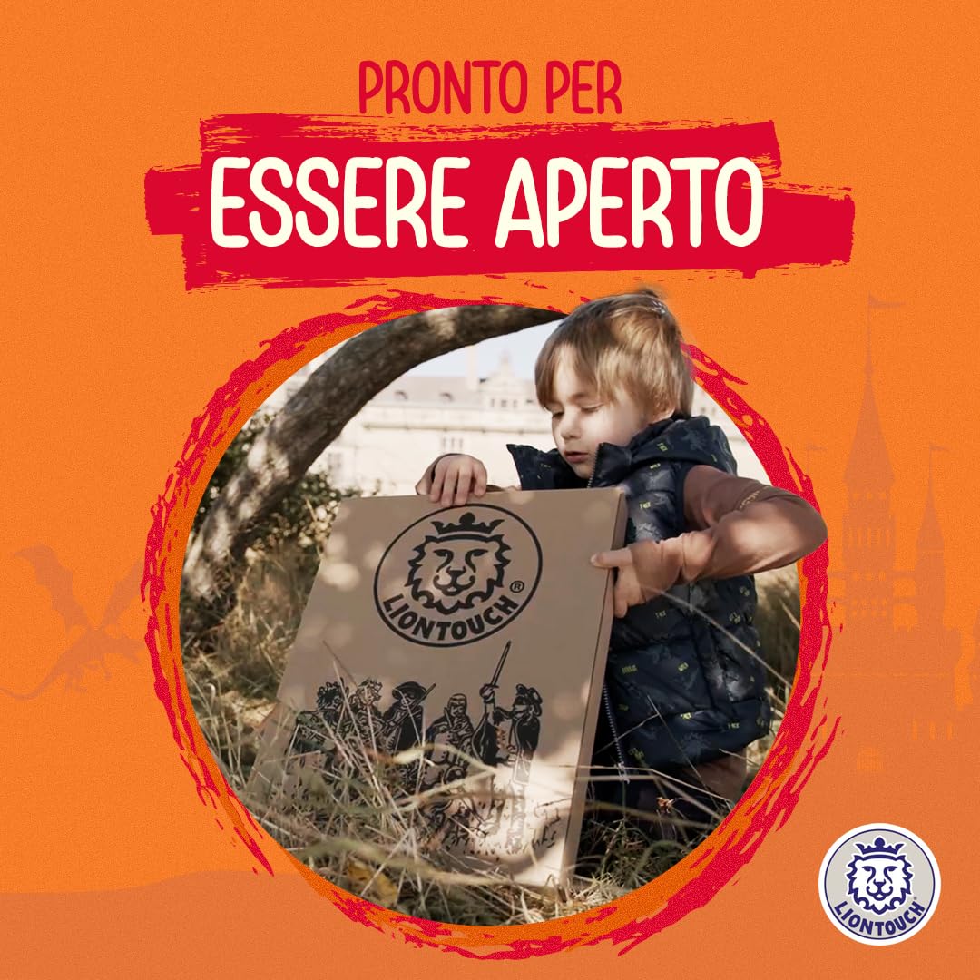 Liontouch - Spada e Scudo in Gommapiuma Drago d'Ambra per Ragazzi da 3 a 8 Anni | Set da Cavaliere Medievale Gioco di Ruolo con Drago Rosso | Armi Sicure e Accessori per Battaglie, Costumi da Bambino