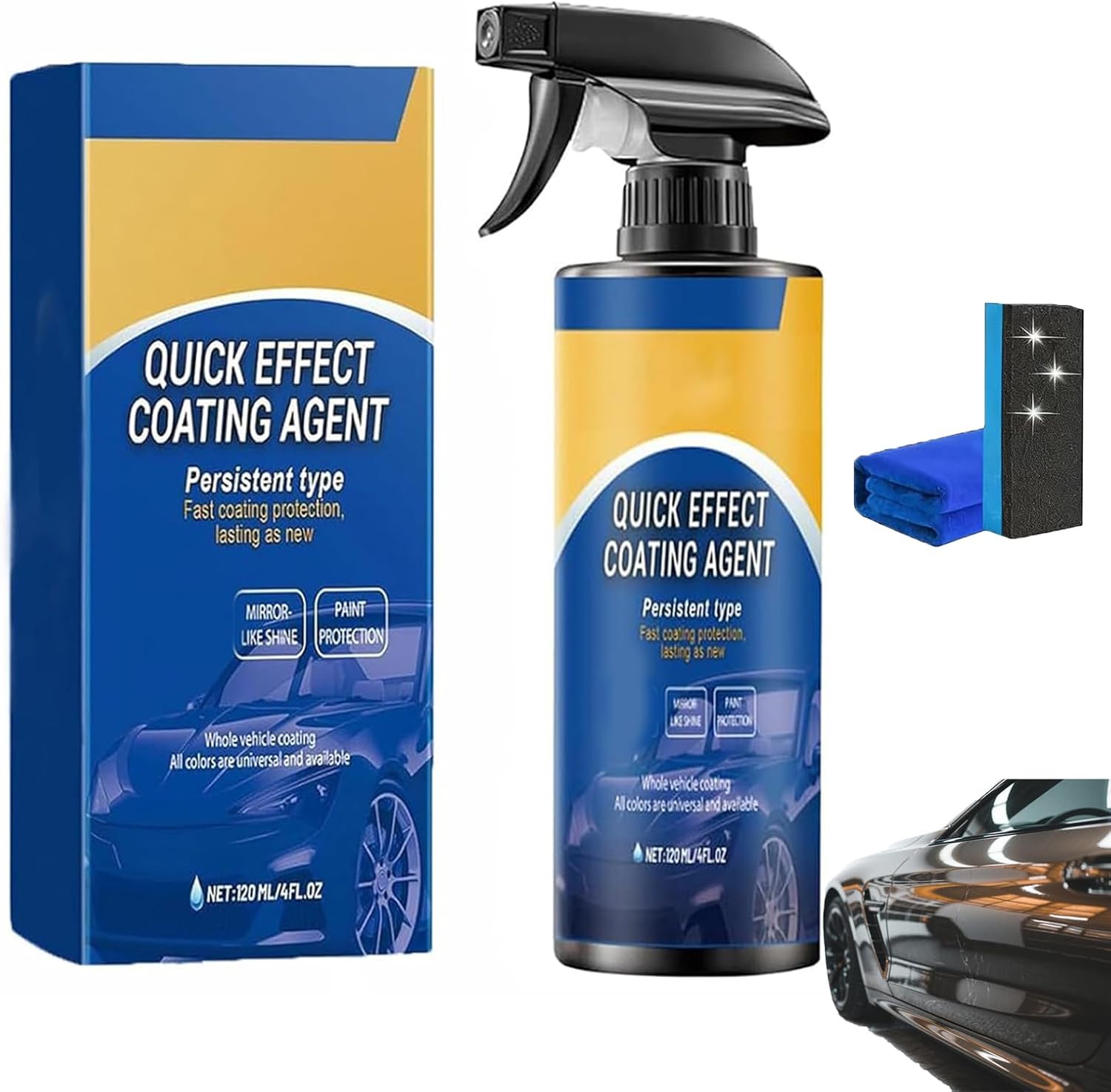 Car Coating Spray, Advanced CarQuick-Acting Coating Agent Sprays, Car Polish, 4 Oz/120 Ml Quick Effect Coding Agent, Car Scratch Wax Repair, for Truck, RV's (5)