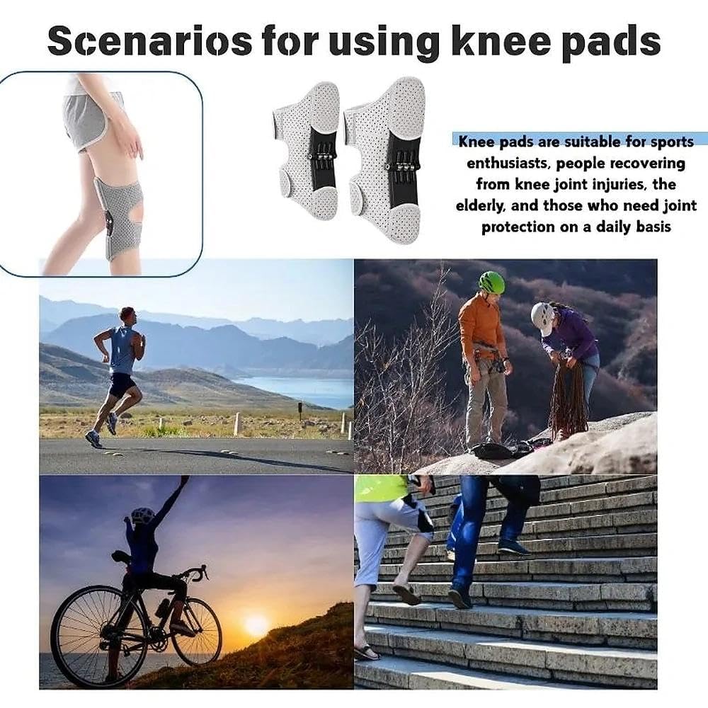 Ergonomic Knee Stabilizer Pad Power Knee Brace Joint Support,Adjustable Knee Stabilizer Pads, Protective Gear Booster with Powerful Springs for Men/Women weak Legs, Arthritis, Meniscus Tear Pain