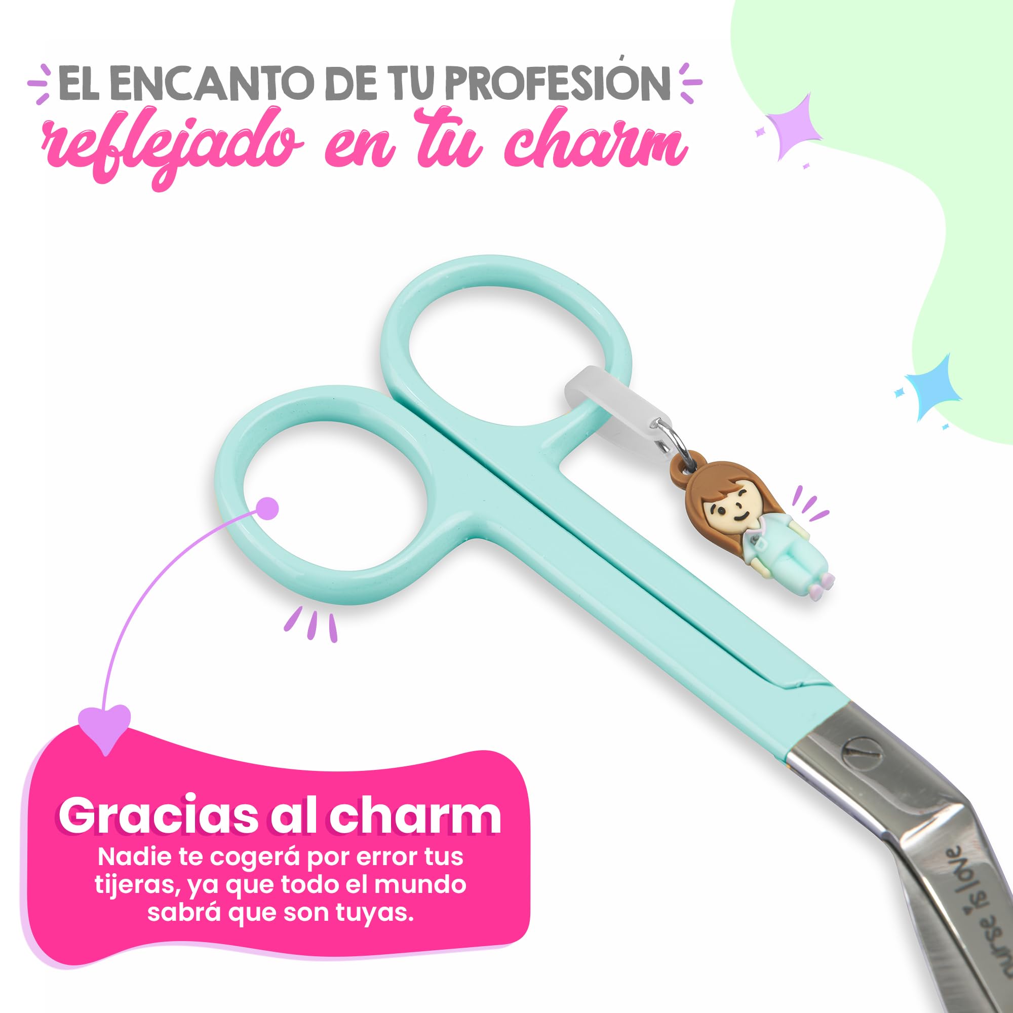 Nurse is Love Set para Enfermera y TCAE (2uds). | Riñoneras + Tijeras Enfermeria Curvas con Mosqueton | Accesorios para Enfermera | Usa con Lanyard - Salvabolsillos, Regalos Original -AQUA
