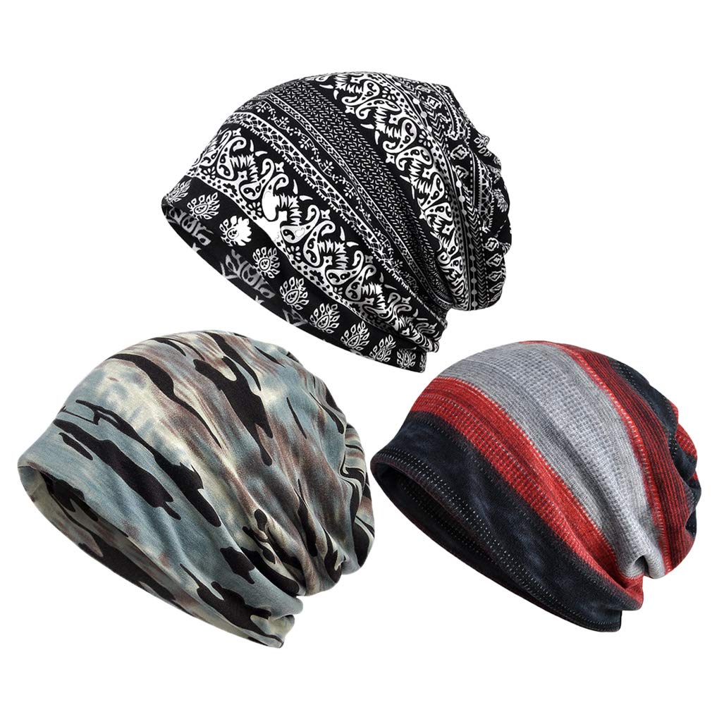Men Chemo Hat 3 Pack Beanie Cap Scarf Turbans Hat Gatsby Cancer Head Wraps