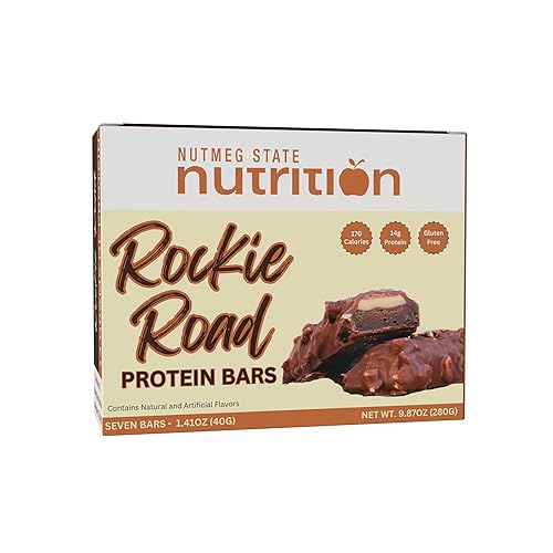 Nutmeg State Nutrition - Barras altas en proteínas, sin gluten, bajas en calorías, compatible con proteínas ideales, 7 porciones por caja