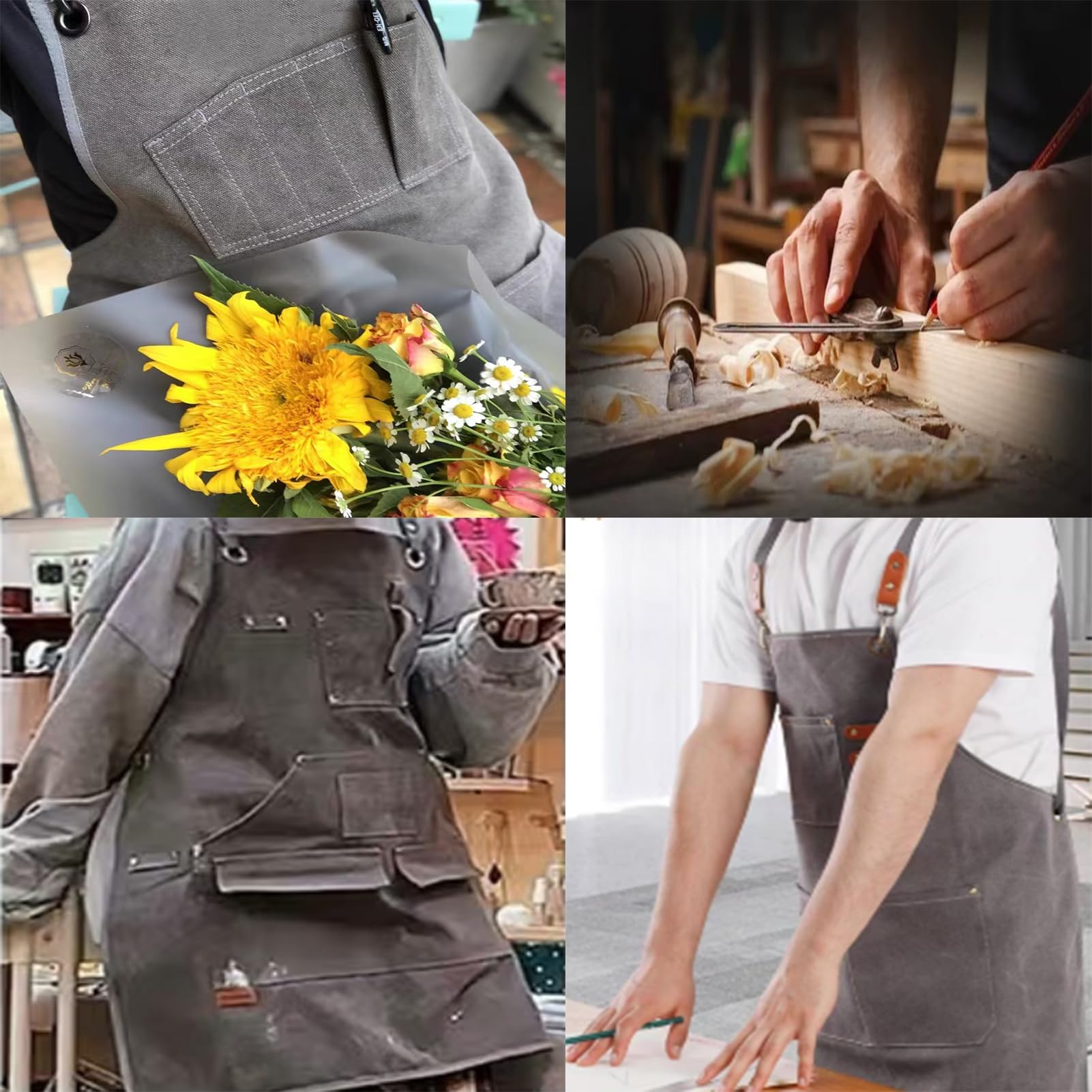 Gaf NuncewTablier de Travail Professionnel Lourd avec 5 Poches, pour Soudeur, Soudure, Cuisine et Métiers - Résistant et Multifonction (Modèle Cuir Rustique)