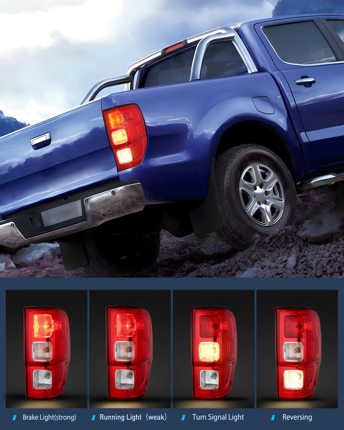 Nilight Tail Light Assembly Compatible with 2019 2020 2021 2022 2023 Ford Ranger XL w/o Blind Spot Halogen Type Rear Taillight Lamp Replacement OE Style Right Passenger Side