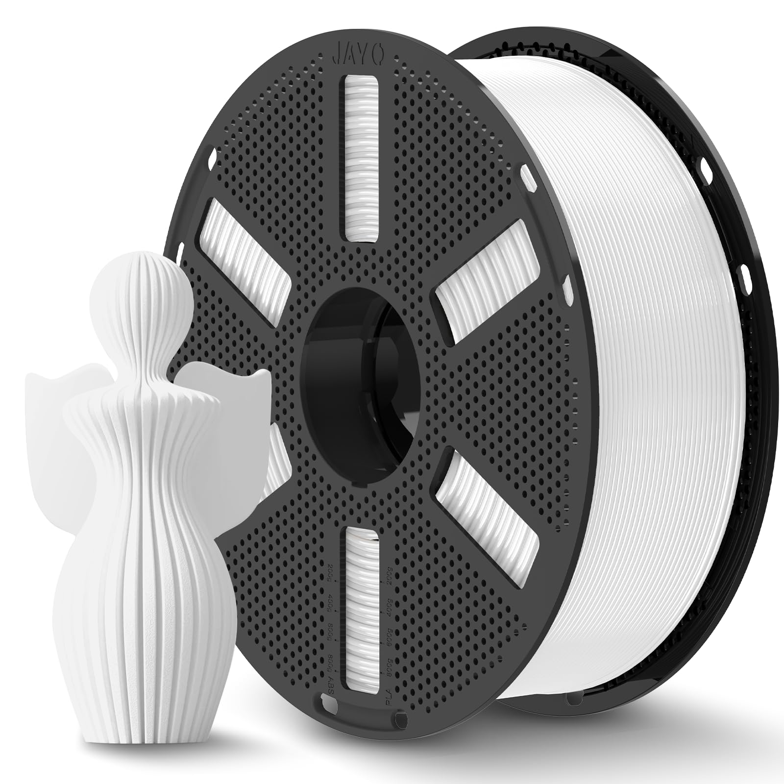 JAYO PLA Plus (PLA+) 3D Printer Filament 1.75mm White 1.1KG Reusable Spool