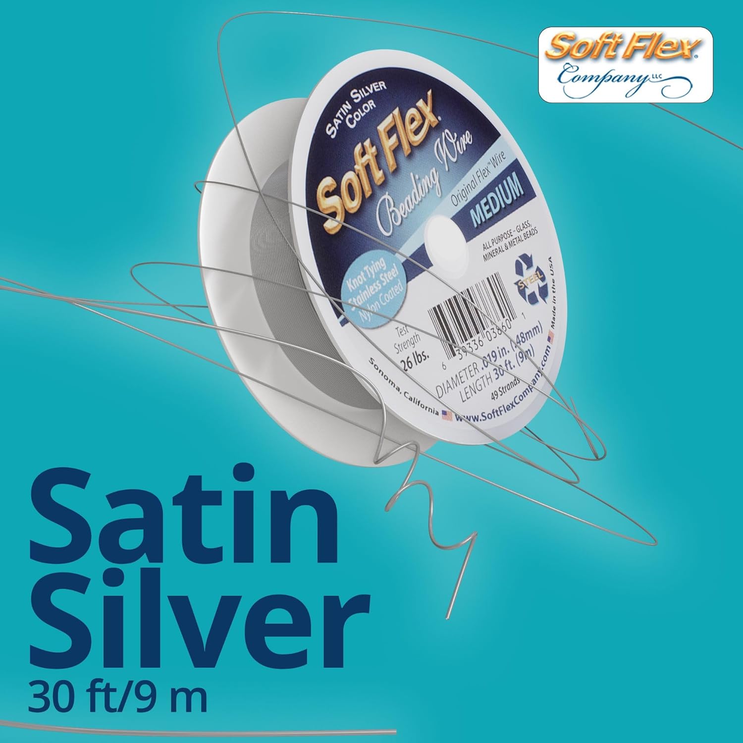Soft Flex 49 Strand Beading Wire - Medium 0.19 Diameter - 30 Feet Nylon Design Wire