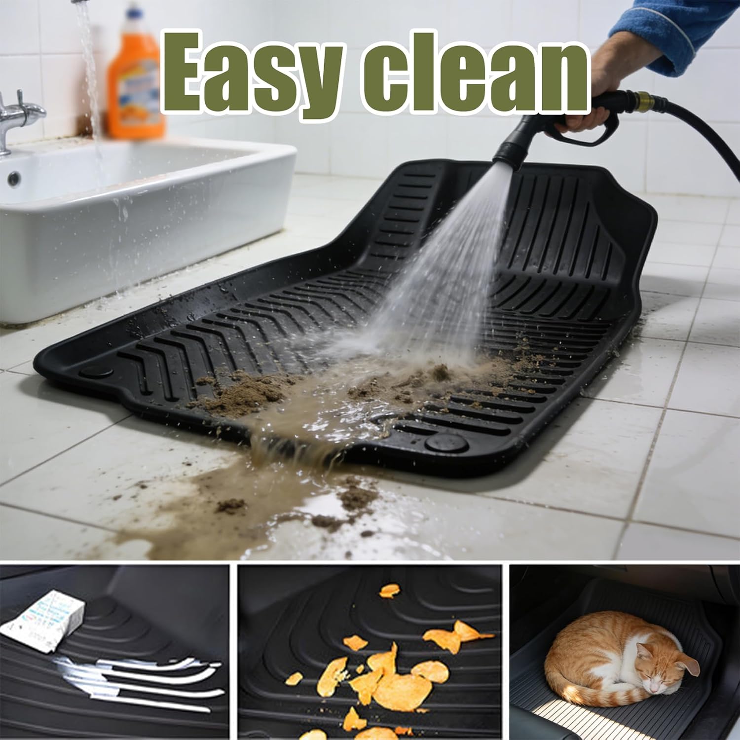 Priprilod Floor Mats Fit for Volkswagen Atlas 2018-2024 All Weather Protector TPE Floor Liners Custom Fit Car Mats Non-Slip, Only Fits Bucket 6Seats