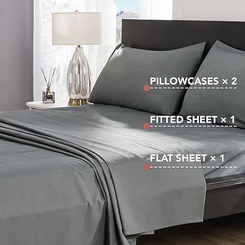 Miniatura 3 de Deconovo Juego de sábanas de microfibra de 16 pulgadas de profundidad de 16 pulgadas, 1800 hilos, ropa de cama cómoda y sedosa al tacto suave de 4