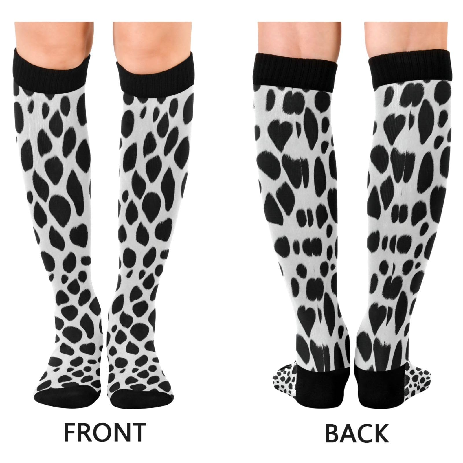 MFTJYO Cow Polka Dots Spot Women's Compression Socks for Women Men Knee High Socks Long Circulation for Athletic Running