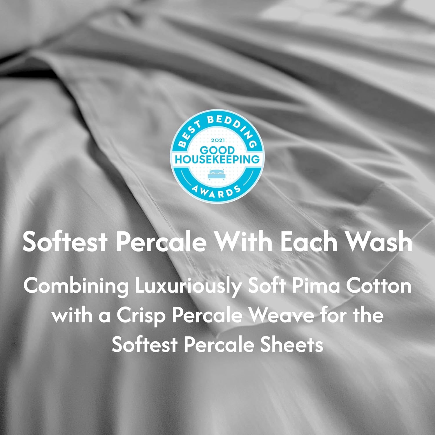 Percale Sheets Queen-100% Pima Cotton Sheets, Luxurious 500 Thread Count, Breathable, Light, Cool, Skin-Friendly, Double Elastic Snug Fit -Oeko-TEX Certified -Softer After Every Wash