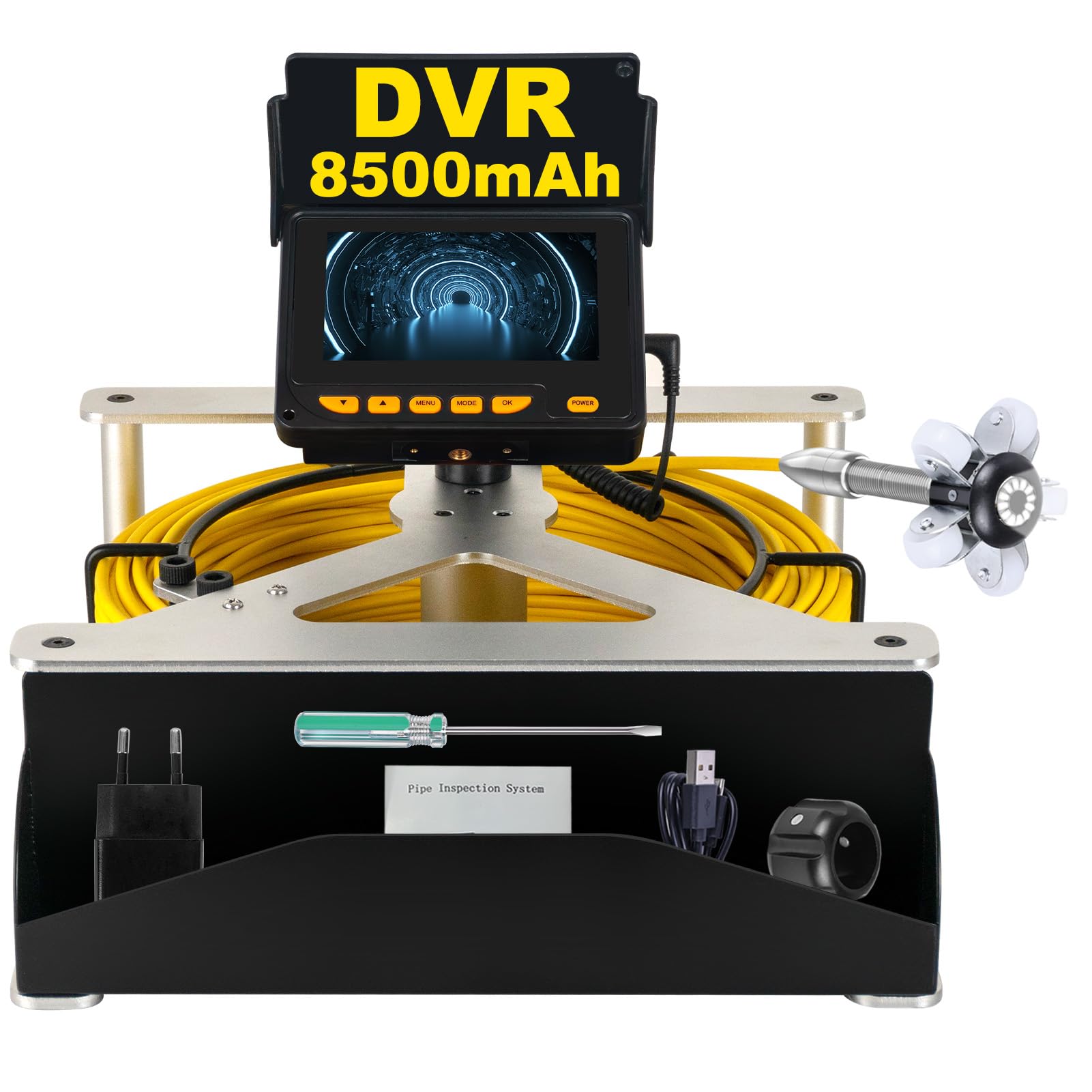 SYANSPANSewer Camera, 4.3" HD Screen, Pipe Inspection Camera with 16GB DVR, Portable Drain Camera with 8500mAh Battery, Ideal for Plumbers and Homeowners (23MM/100FT)