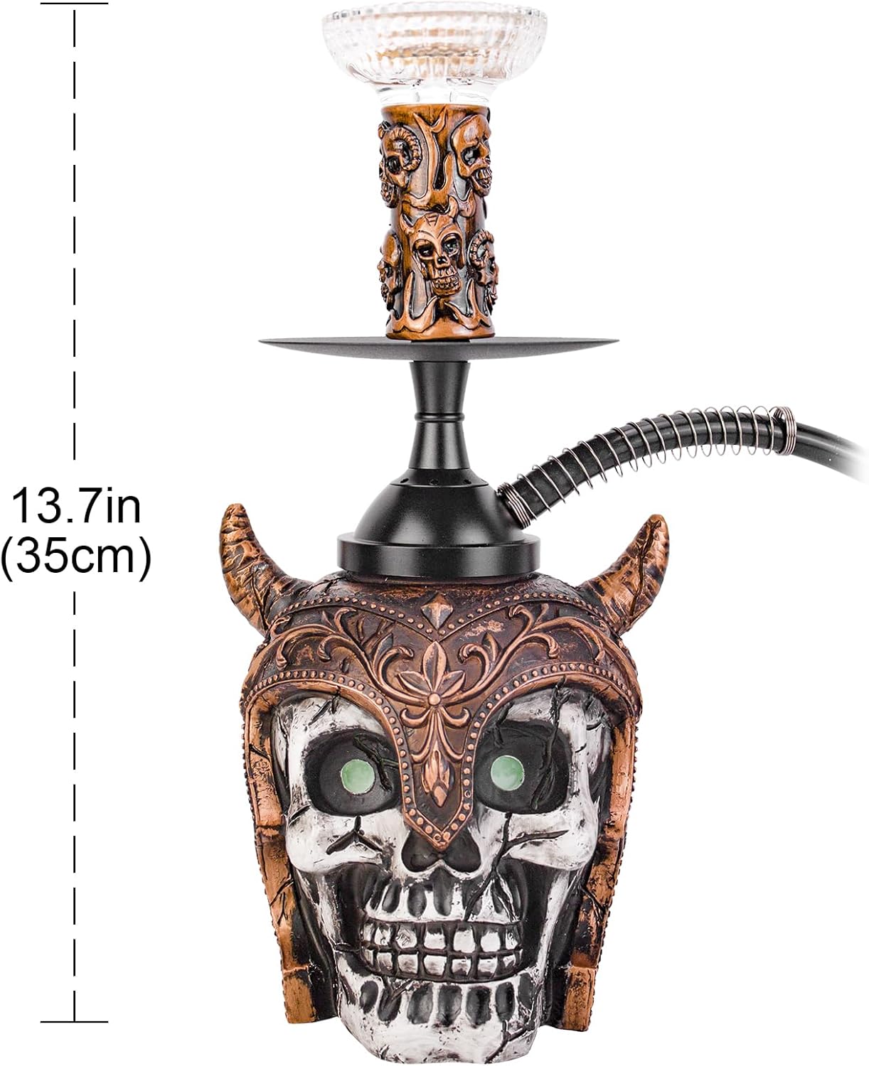 Viking Skull Hookah Set Resin Integrated Cast Built-in Glass Flask with LED Lights Glass Bowl Tray Silicone Hose Shisha Nargile Sheesha Narguile Chicha Set