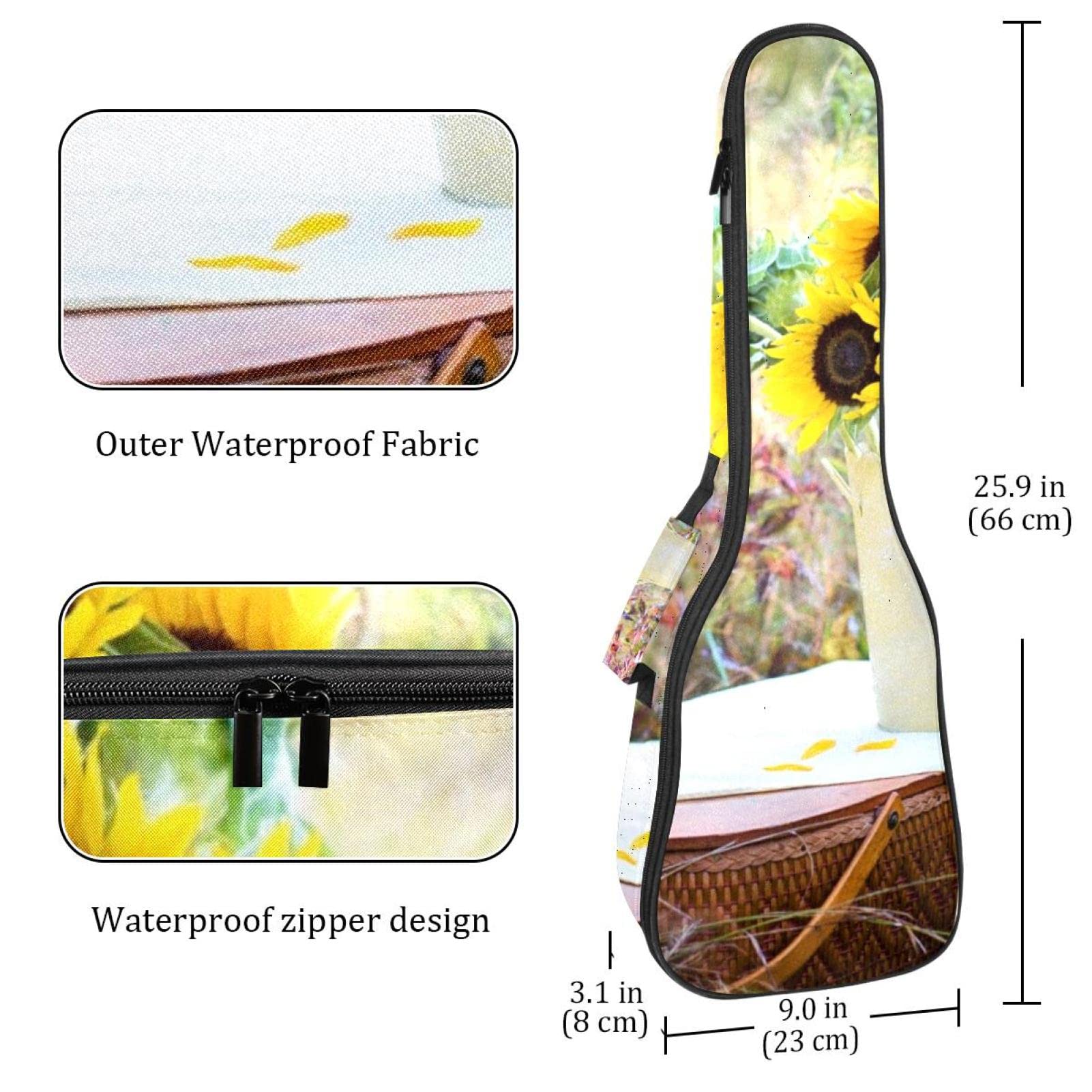 Housse pour ukulélé soprano avec sangles réglables et housse rembourrée imperméable pour ukulélé ténor