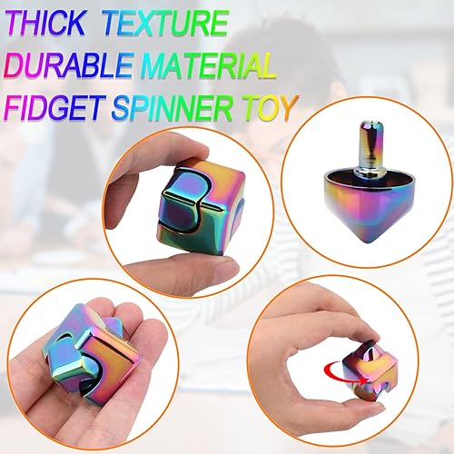 Miniatura 2 de QLKUNLA Fidget Cube Spinner Anti-Ansiedad Enfoque Juguetes Antiestrés EDC Fidgets Spinner 4-en-1 Juguetes Metálico Enfoque Juguetes de Dedo Cubo