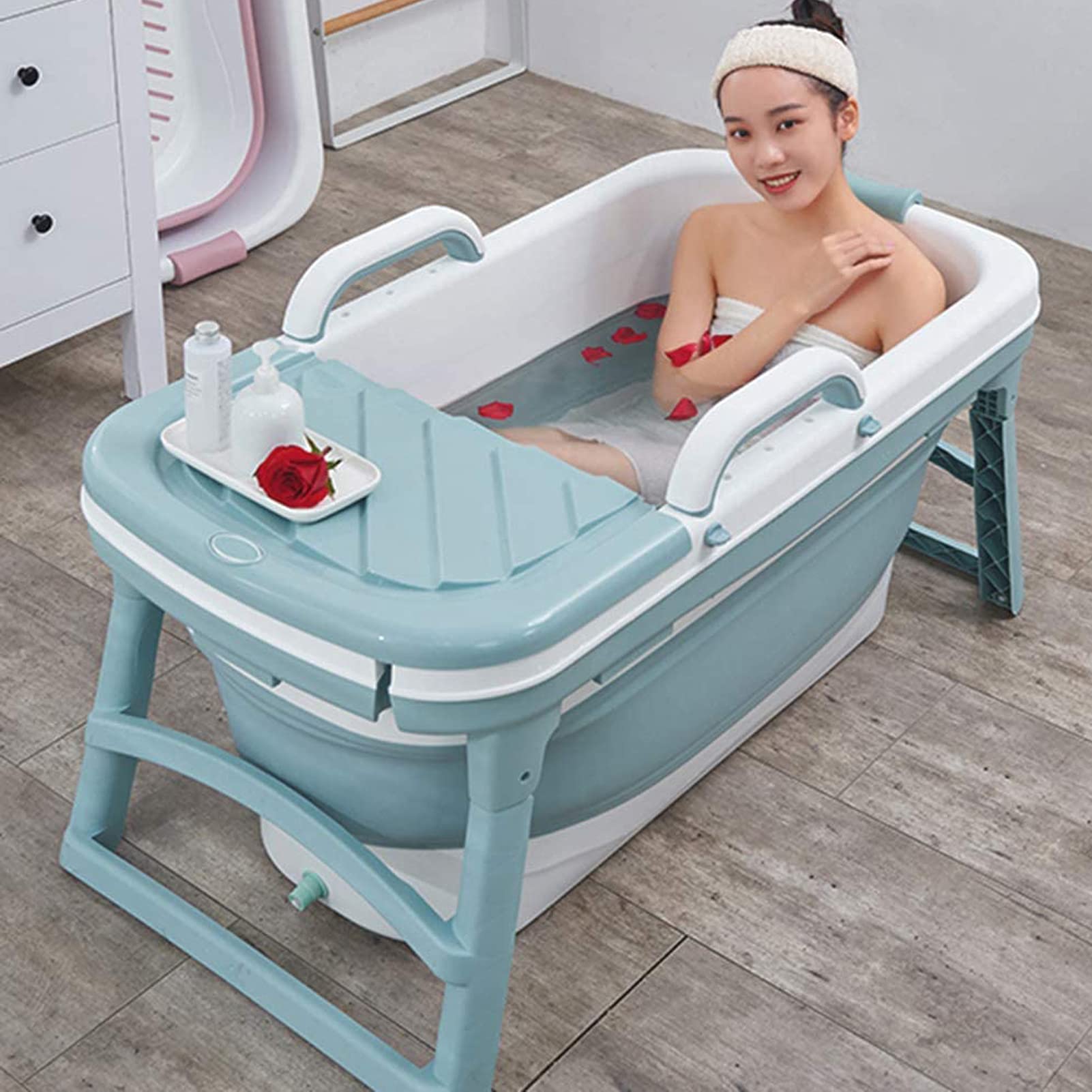 FAXIOAWA Bañeras Independientes, bañera Plegable portátil, bañera de baño Plegable para Adultos, bañera de pie para Cabina de Ducha