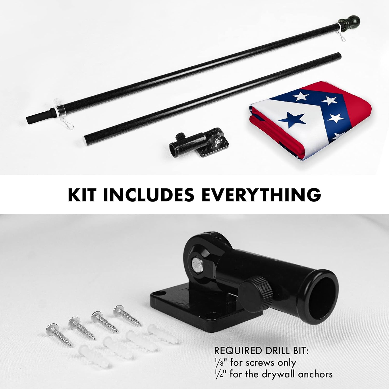 G128-6 Feet Spinning Flagpole (Black) Arkansas 150D Flag Brass Grommets Printed 3x5 ft (Flag Included) Aluminum Flag Pole