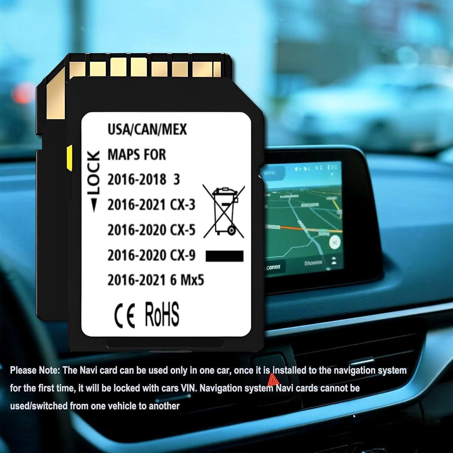 Latest Navigation SD Card, Compatible with: (2016-21)-Cx3. (2016-20)-Cx5. (2016-20)-Cx9. (2016-22)-Mx5. (2016-18)-3. (2016-22)-6, Can/Mex/USA Maps