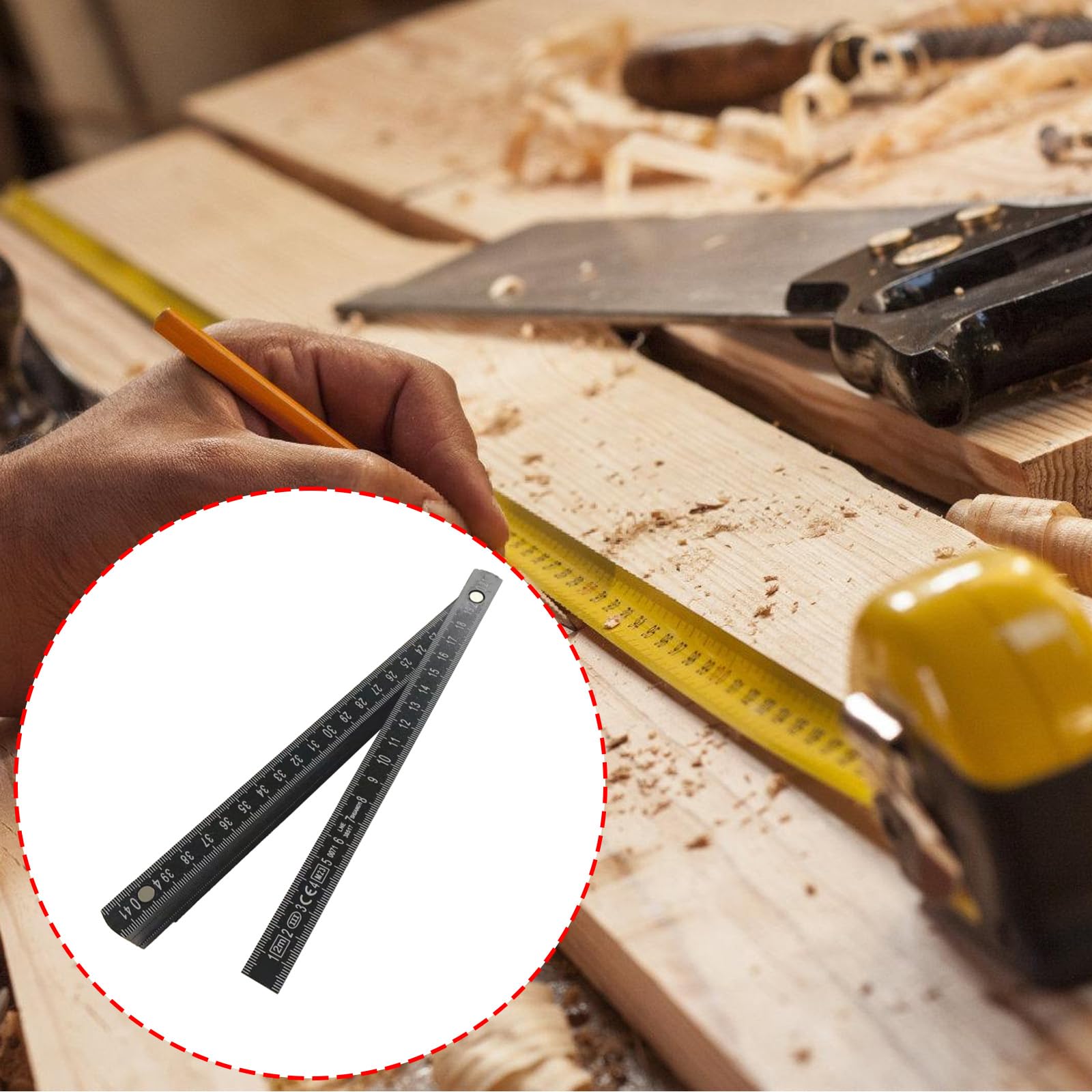 RGYBAO Sturdy 2m Folding Ruler With Metal Rivets Portable Measuring Stick For Accurate Measurement And Easy Storage In Black