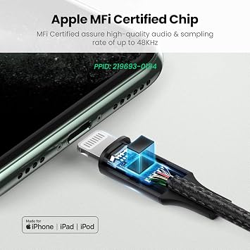 Ugreen MFi Lightning to 3.5mm Braided Audio Cable 1 Meter