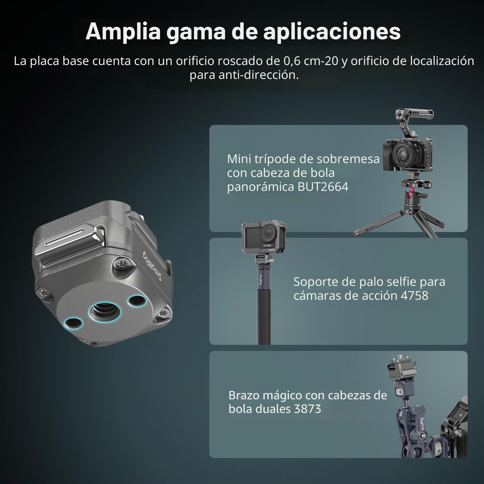 SMALLRIG HawkLock H21 Kit de Placa Montaje de Liberación Rápida, NATO Rail de Doble Dirección con Tornillo Antideflexión de 1/4"-20, Carga de hasta 5kg / 11lb para Cámaras, Monitores - 4491