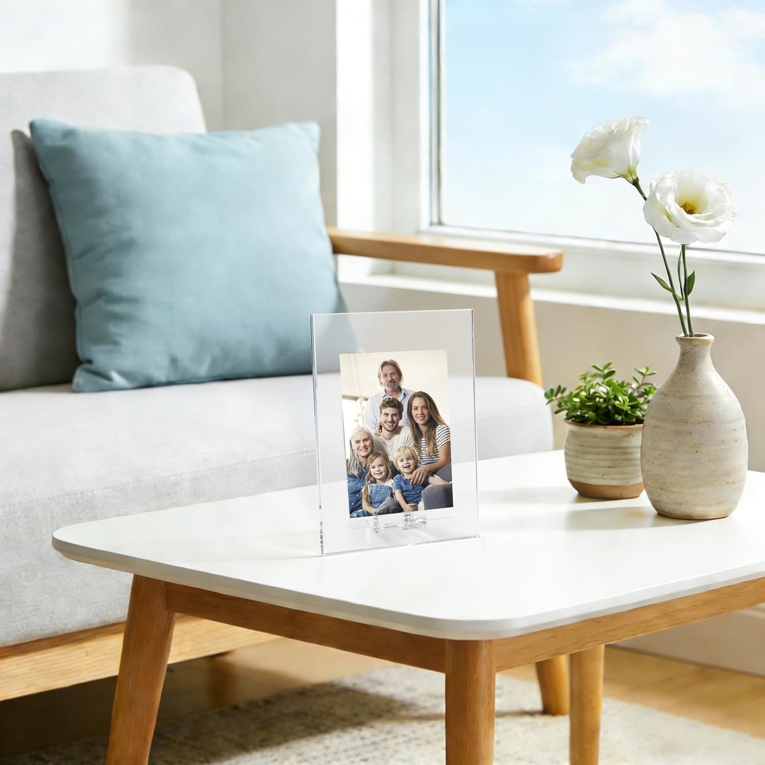 Crystal Picture Frame, 4x6 Inch, Clear Standing Photo Display, Vertical Orientation for Tabletop, Office, Home Decor, Wedding Gift Boxed