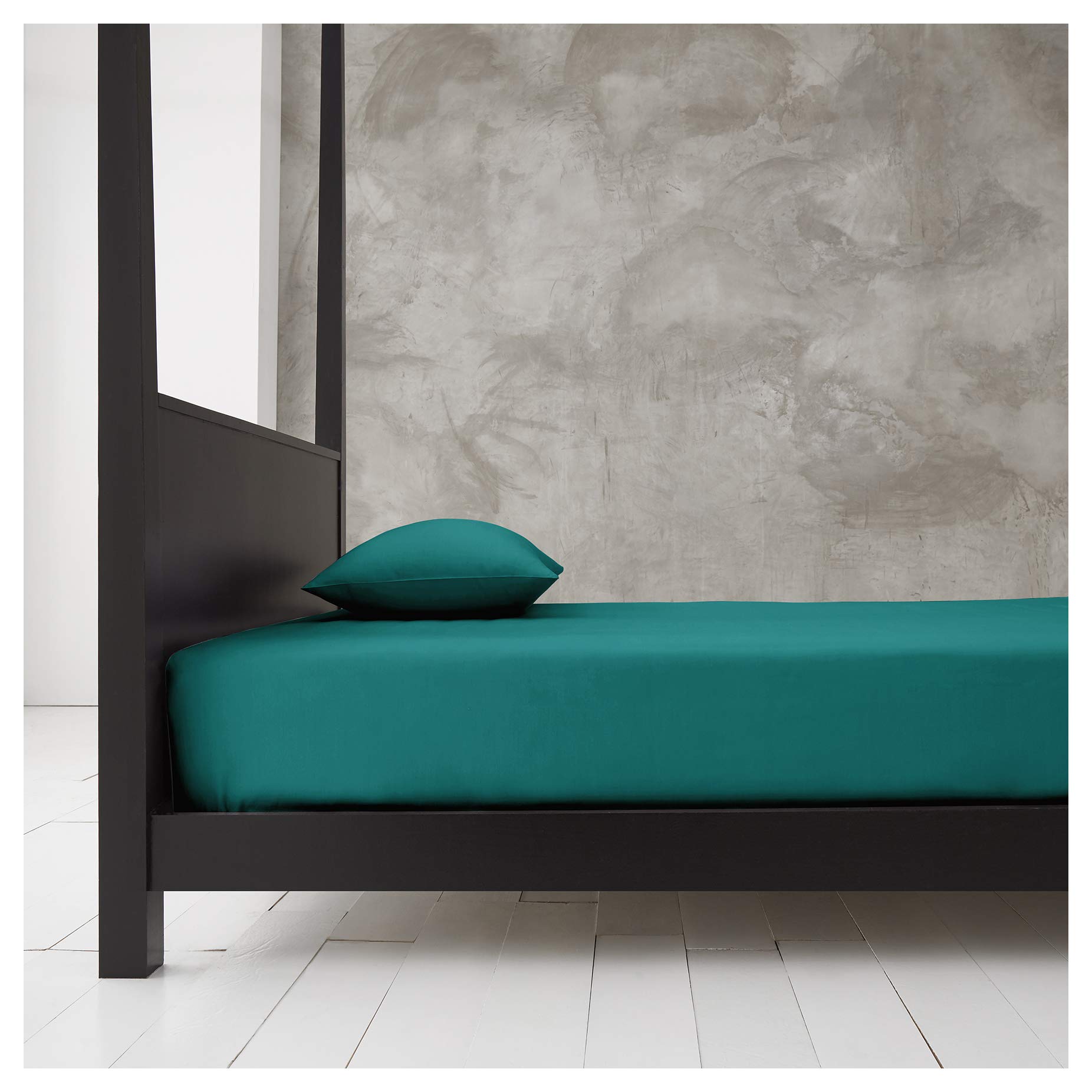 Extra Deep Fitted Sheet Super King Size, Polycotton Plain Bedding, Non Iron Bottom Sheets, Deep Teal