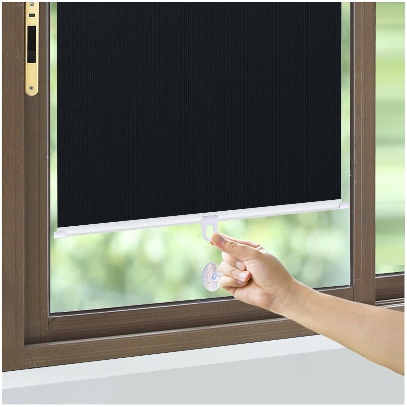 Tende a Rullo a Ventosa, Tenda Avvolgibile Oscuranti, Persiane Oscuranti Uv-resistenti 90%, Tende a Rullo Termiche Per Finestre, Tende Avvolgibile Parasole Con Ventosa,black-75x160cm/30*63in