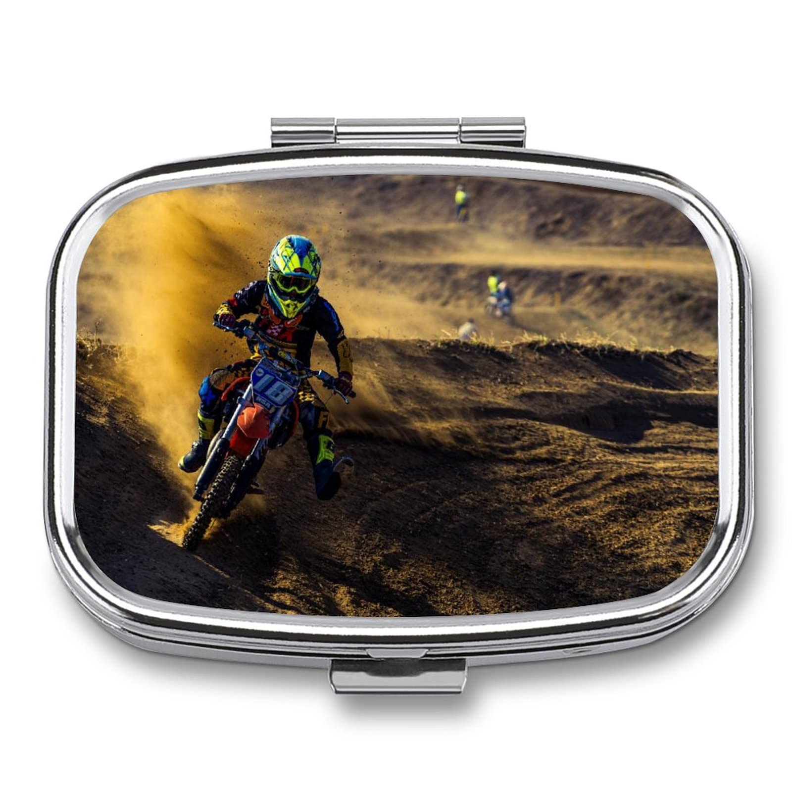 Caja De Pastillas De Viaje Carreras De Motos En El Desierto Caja De Pastillas Portátil Caja De Bolsillo Dispensador Compartimiento De Vitaminas Contenedor Caja De Pastillas