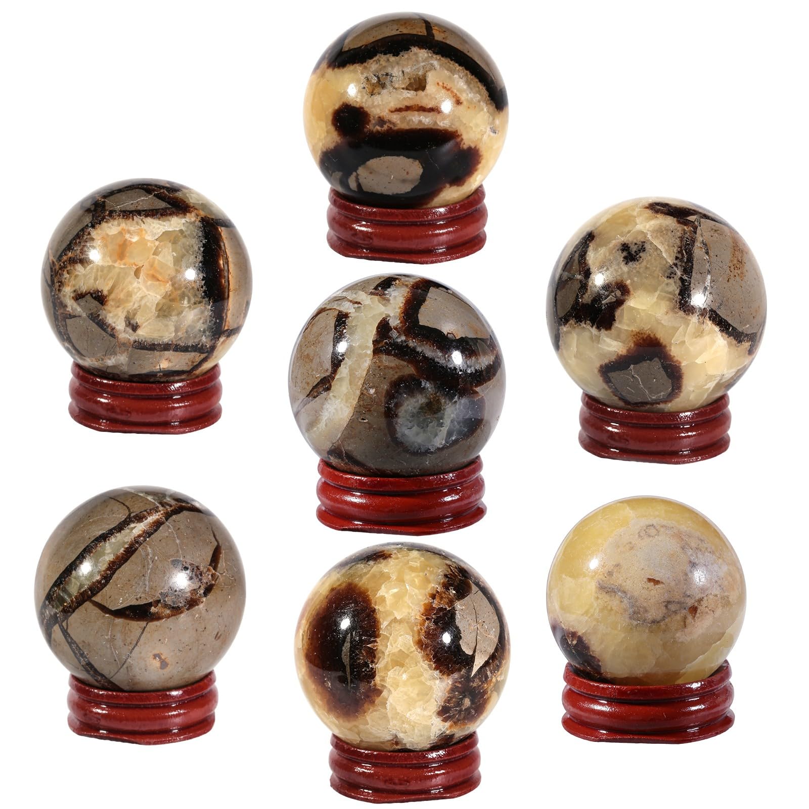 KYEYGWO Natural Septarian Dragon Stone Crystal Ball Ornament with Stand - Image 3