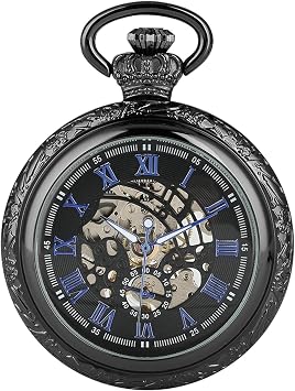 Mens Pocket Watch Pocket Watch Bronze Steampunk Roman Numeral Display Mechanical Pocket Watch Hand Wind
