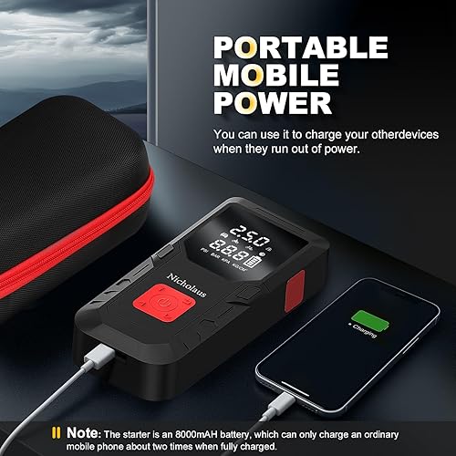 Miniatura 8 de Arrancador de batería de coche de 12 V, 8000 mAh, 2800 A con compresor de aire de 150 psI, edición compacta y práctica QB08L segura inteligente,