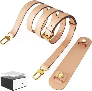 Vachetta Leather Adjustable Replacement Strap and Shoulder Strap Pad Set for Crossbody Shoulder Bag Handbag Felt Bag Fits can perfectly match various types of bags - Beige (Complimentary box and dust bag)
