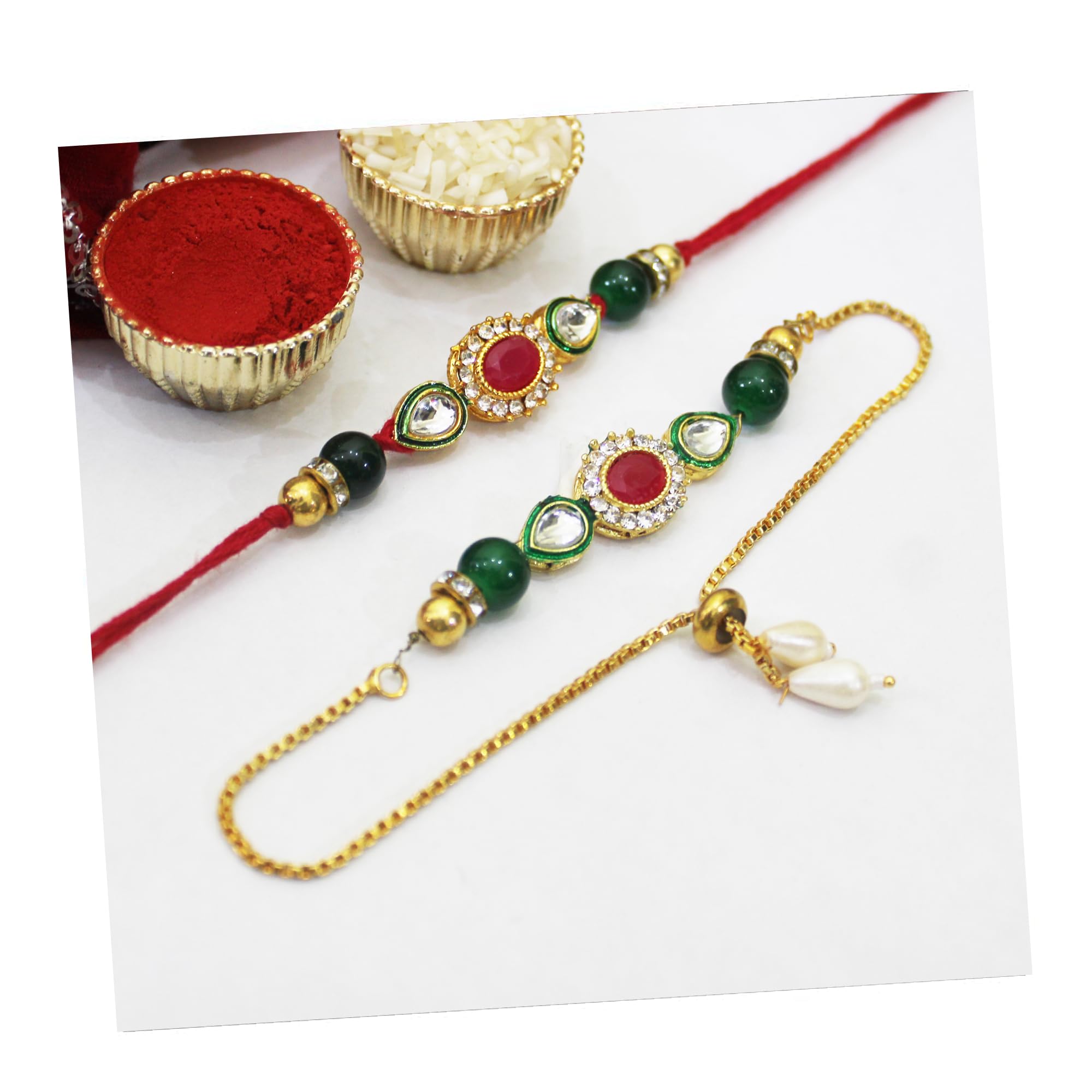UrbanShilp Rakhi for Brother and Bhabhi Lumba Floral Rakhi Kundan Bracelet Rakhi for Bhaiya Bhabhi Raksha bandhan Couple Pearl Rakhi Set of 2 Rakhi For Unisex Adult with Roli Chawal Best rakhi Gift. (B0D6VFQ8WL) Amazon Price History, Amazon Price Tracker