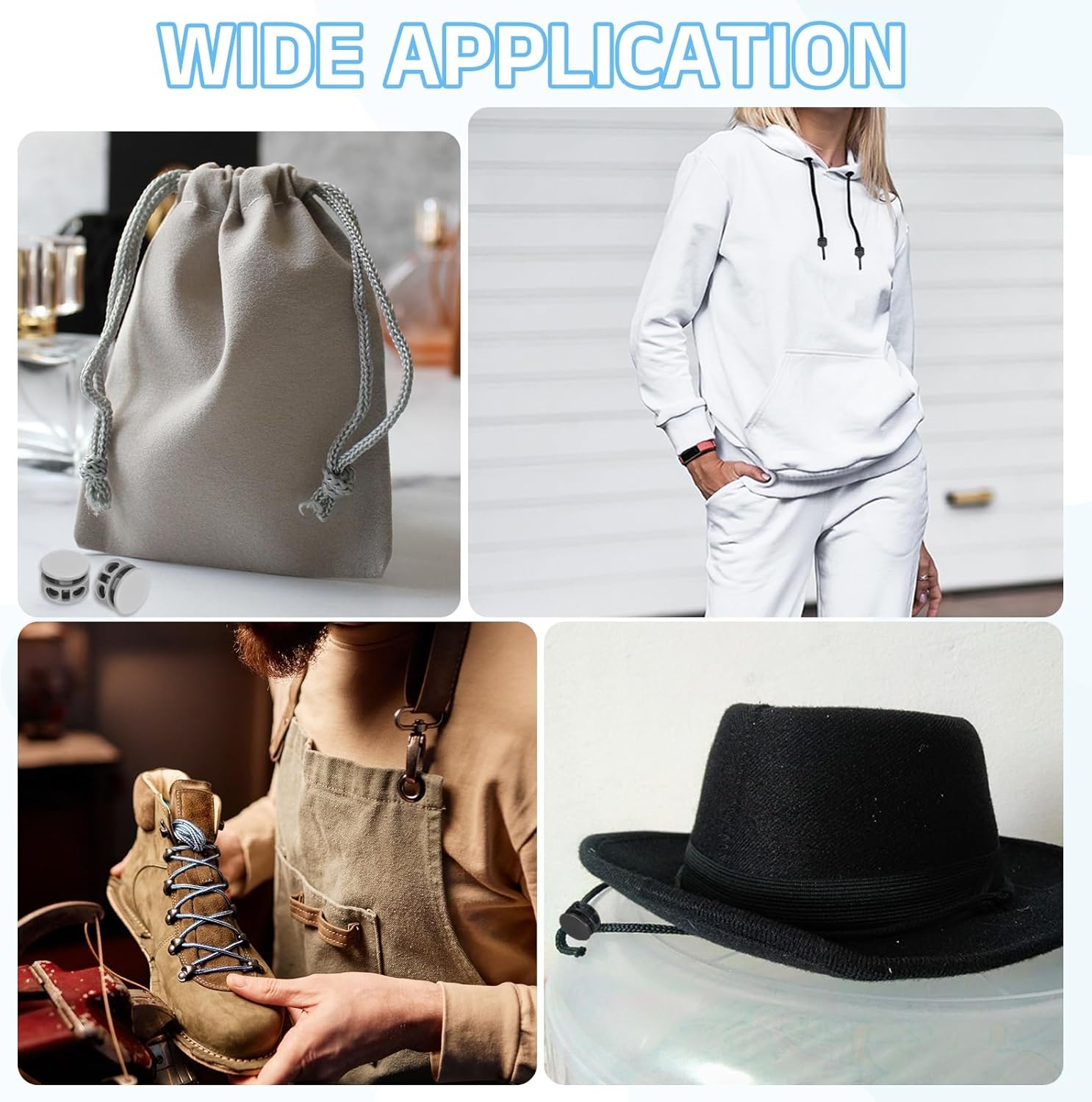 uxcell 8Pcs Double Hole Cord Locks, 4mm Round Metal Spring Toggle Stopper Clip for Shoelaces Drawstrings Paracord, Navy Blue - Image 6