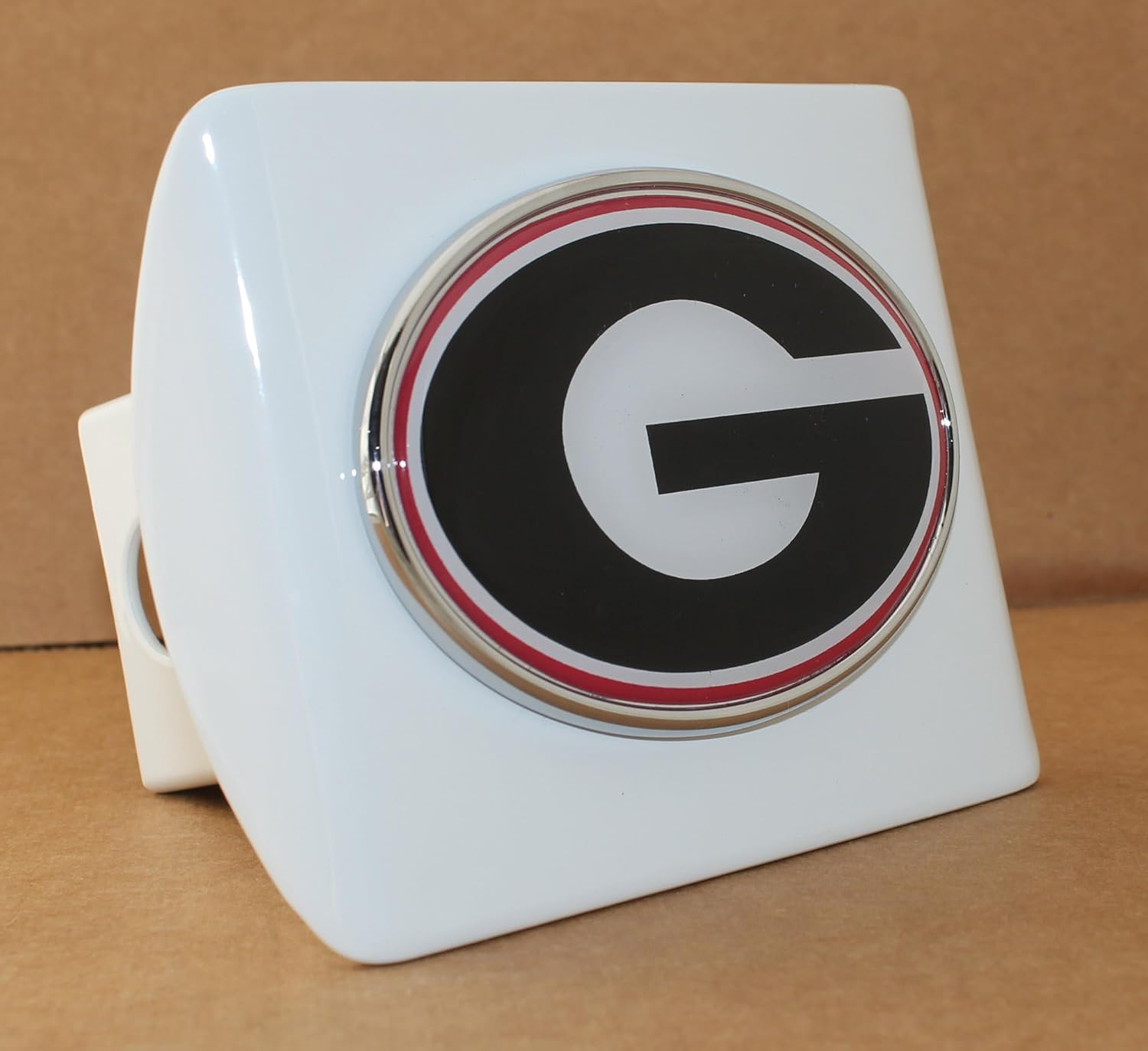 Georgia Bulldogs Domed White Metal Hitch Cover