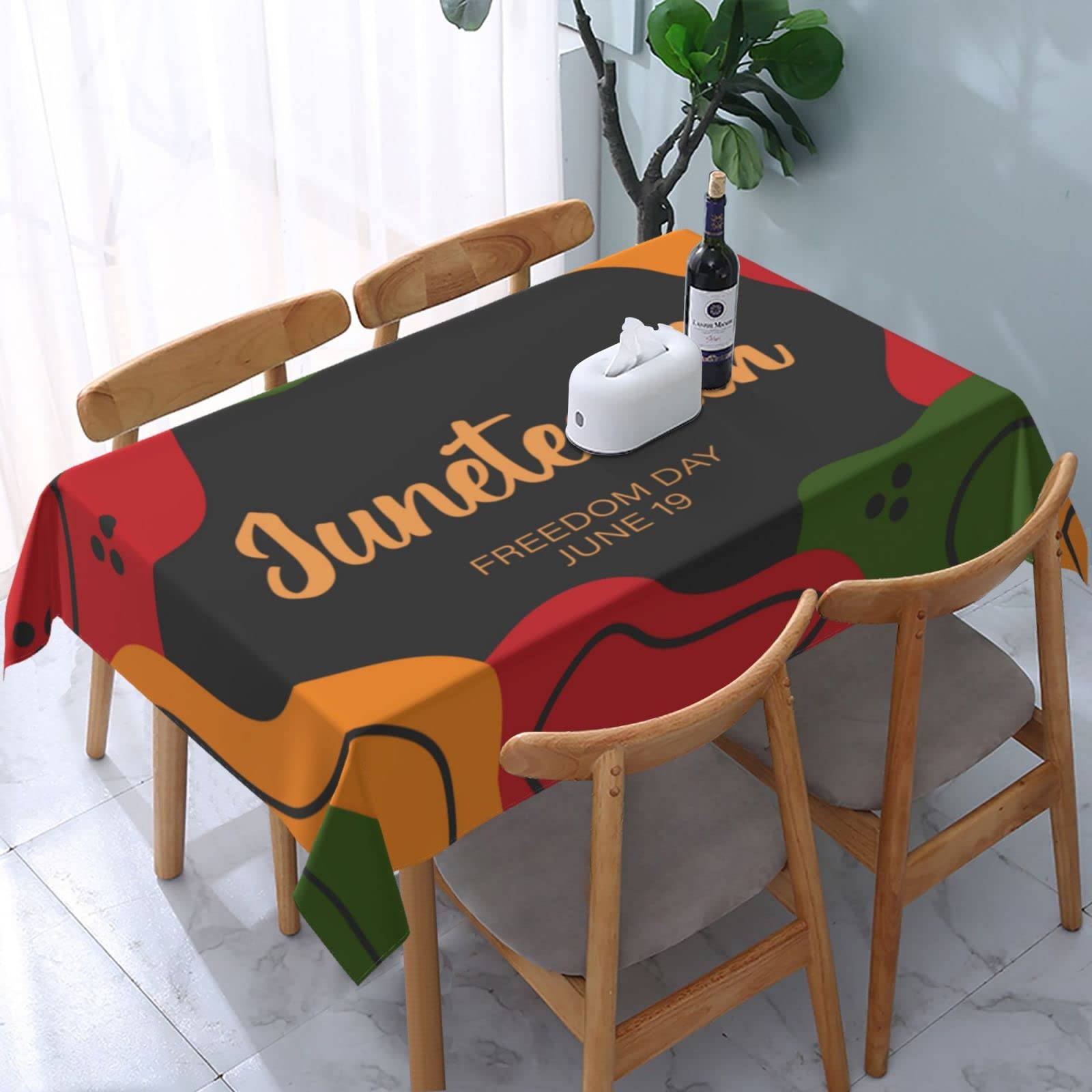 JunHeArt Juneteenth Day Freedom 1865 Tablecloth Rectangle Table Cover Washable Table Cloths Decor For Kitchen 54" X 72"