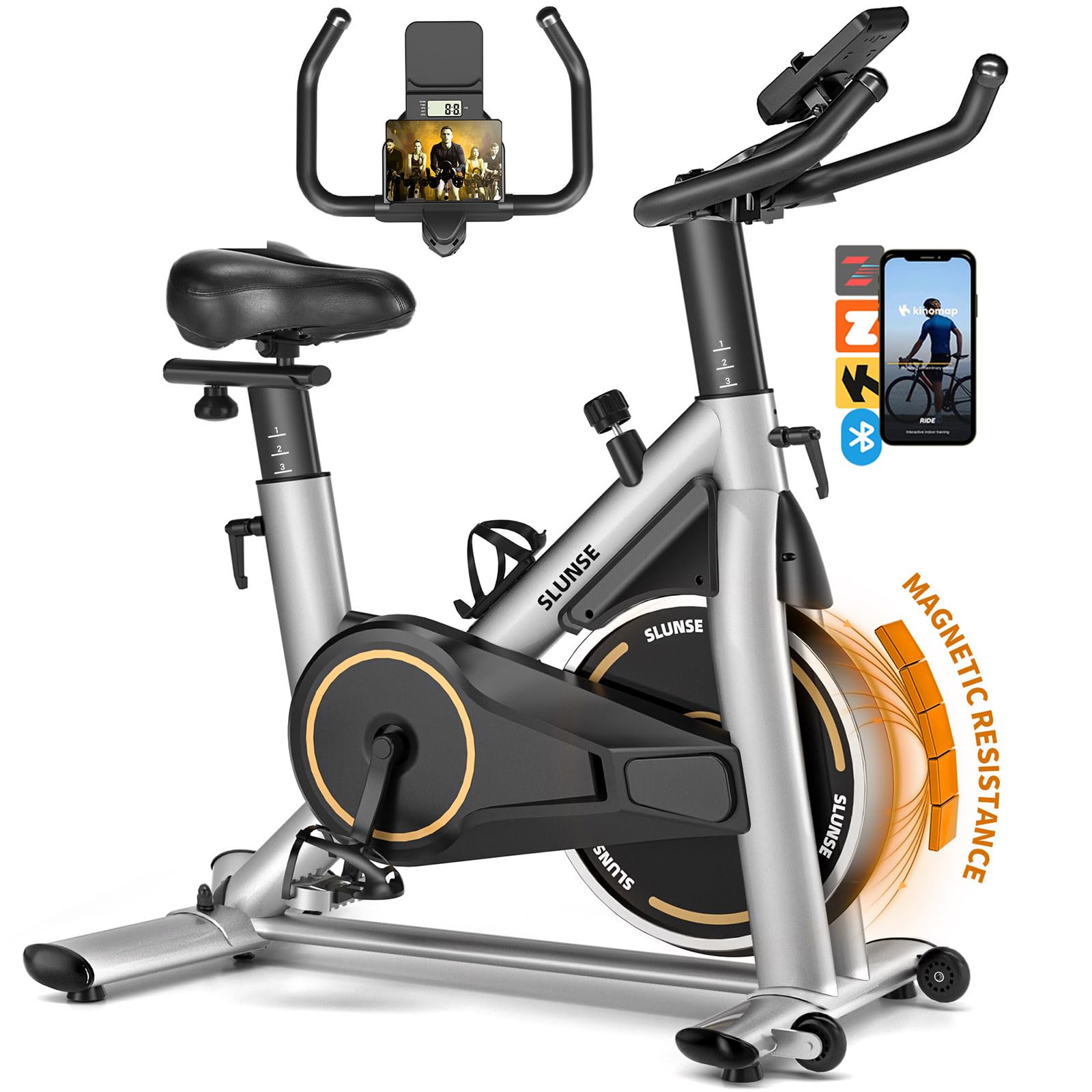  Adjustable Magnetic Resistance Stationary Bikes for Home with App Compatible
| Quiet Indoor Cycling Bike with 350lbs