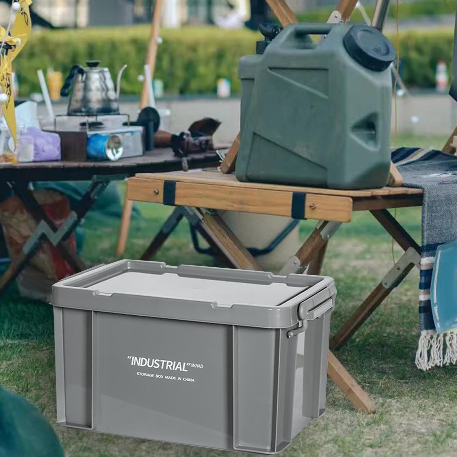 Aufbewahrungsbox Vielseitiger Stapelbarer Lagerbehälter Robuste Kiste mit Deckel PP für Werkstattbedarf Heimlagerung Büroorganisation Auto, Grau